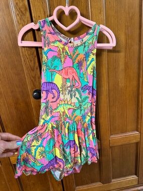Bums & Roses Dinosaur Ruffle Dress